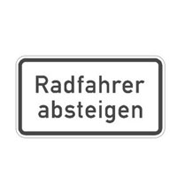 Radfahrer absteigen
